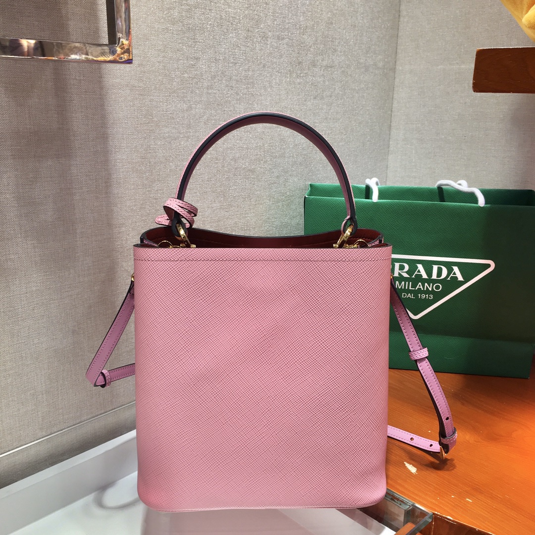 Prada Medium Panier Saffiano Leather Bag Pink 1BA212